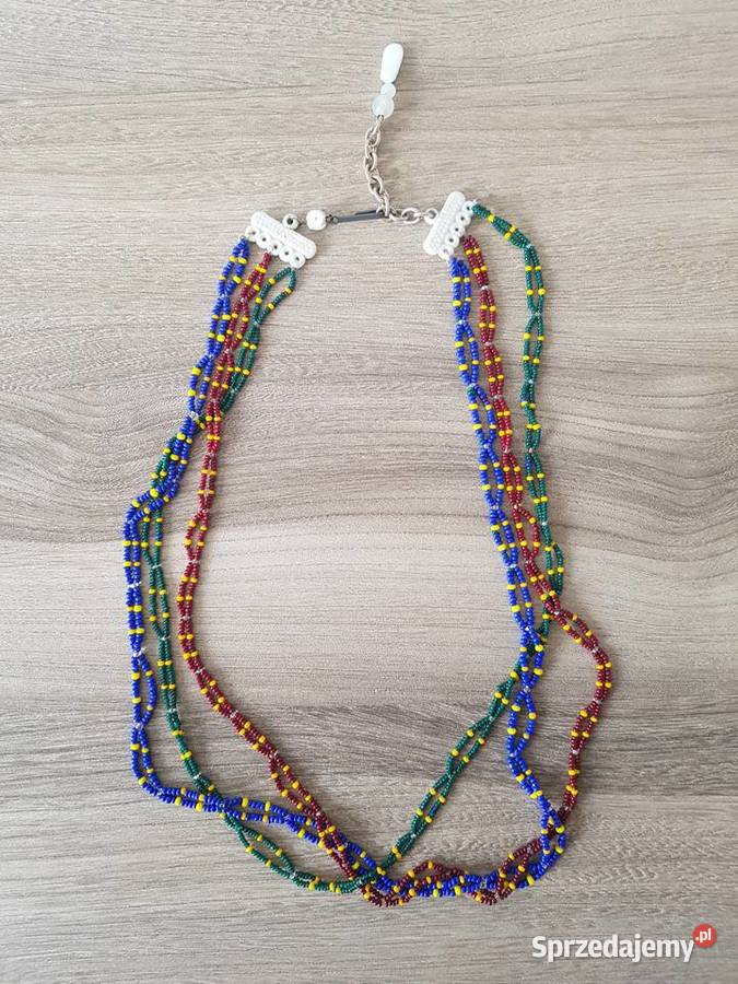 Korale trójkolorowe zielone niebieskie bordowe