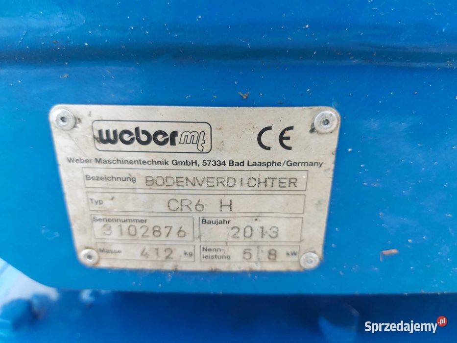 Zagęszczarka WEBER CR 6 13r 412 wacker dpu 6055 Sułów sprzedam