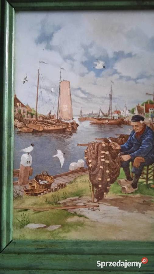 HOLENDERSKI OBRAZ MALOWANY NA PŁYTCE CERAMICZNEJ