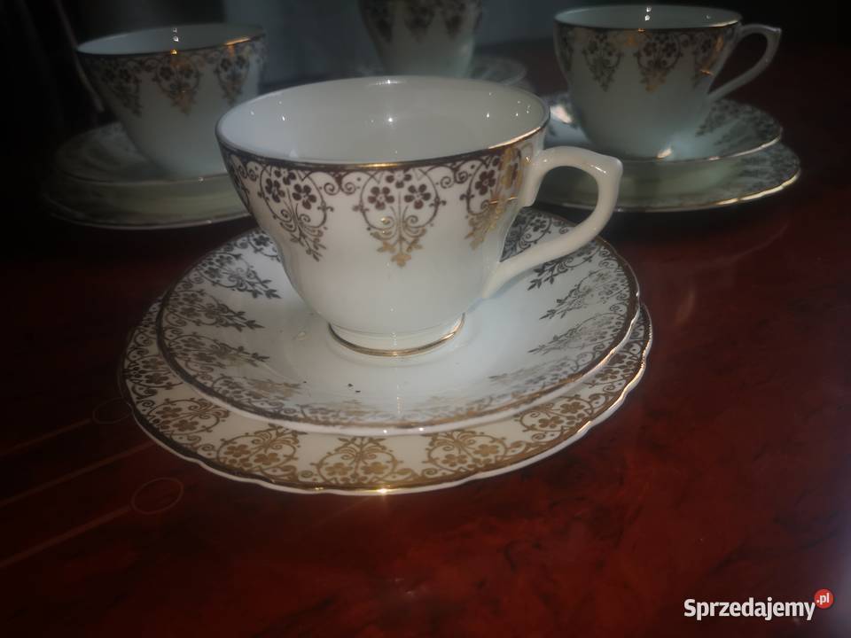 Filiżanka z talerzykiem deserowym złotem pomorskie Gdańsk