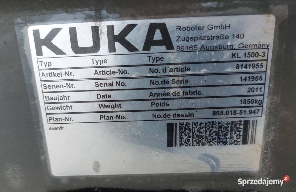 Robot przemysłowy KUKA KR1507 Oś Sterowanie KR Produkcja Gorzów Wielkopolski sprzedam