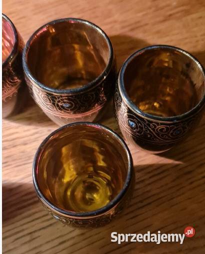 Kieliszki Pozłacane z turkusami i rubinami śląskie Katowice