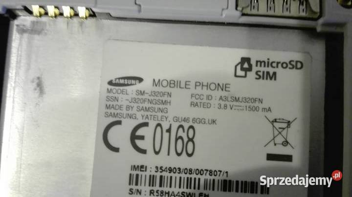 Telefon dotykowy Samsung model J 3 standardowa Zbiersk sprzedam