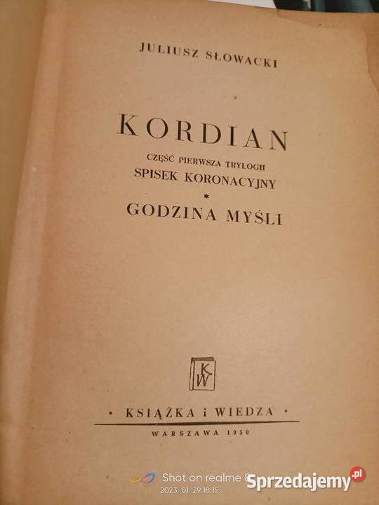 Kordian Godzina myśli Słowackiego książki Rok wydania 1950 Warszawa
