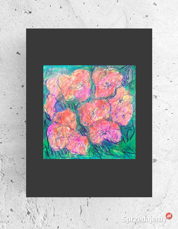 kwiatki obrazek A4 boho rysunek 21x30 grafika na podkarpackie Rzeszów