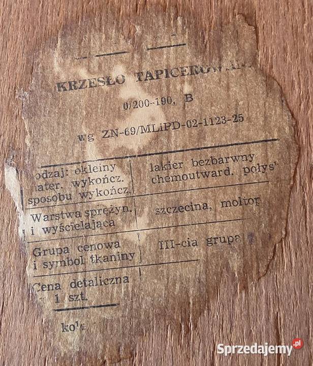 oryginalne krzesło Hałas 200190 produkowane w