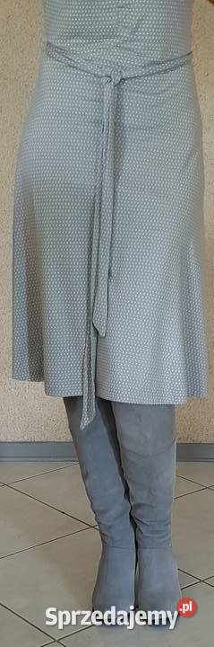 Sukienka szara zapinana pasek długa kobieca sexy Groszki świętokrzyskie Kielce