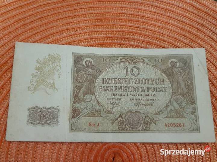 banknot polski 10 z 1940r Łomża