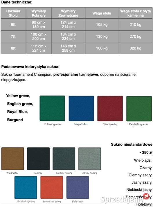 Stół Bilardowy BERGAMO 6 FTProducent Warszawa