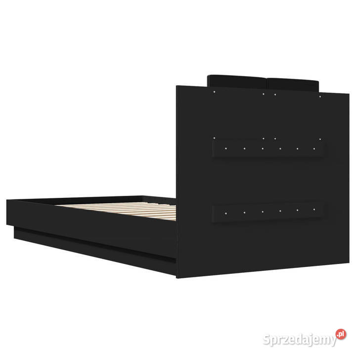 Rama łóżka z wezgłowiem i LED czarna 75x190 78cm Warszawa