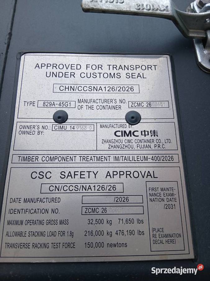 Kontener magazynowy morski 12m40HC Nowy Kielce