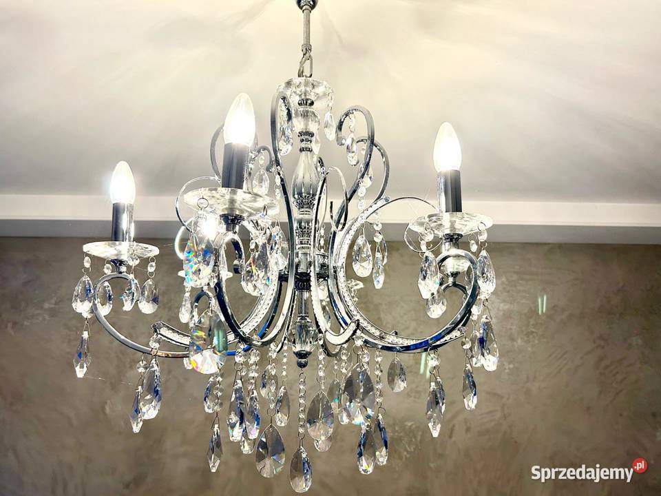 Żyrandol z kryształami górskimi lampa glamour mazowieckie Warszawa