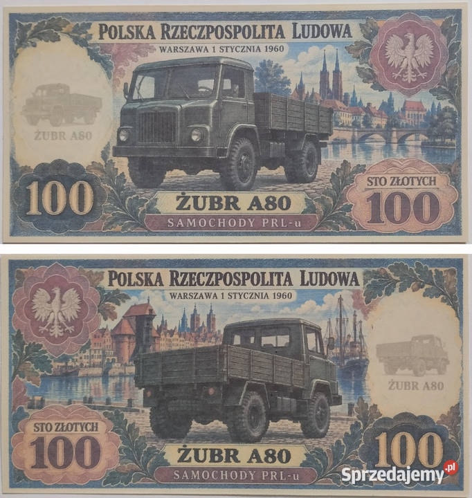 zestaw 14 banknotów z serii SAMOCHODY PRLu Białystok