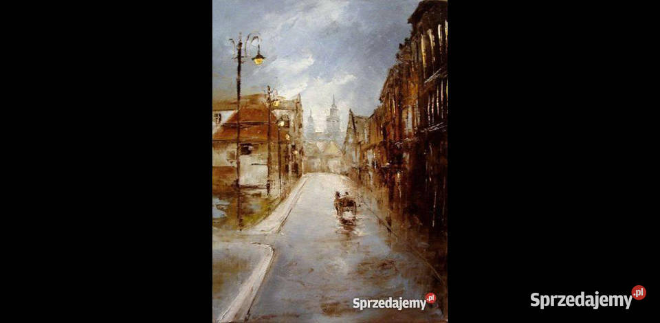 Na ulicy Cichosza Obraz olejny szpachla 30x40 Kraków