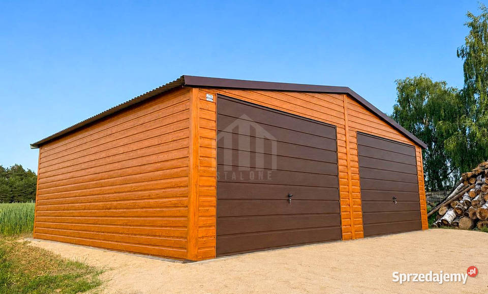 Garaz blaszany 75x6 m 2x brama uchylna dach Sprzedaż Kalisz