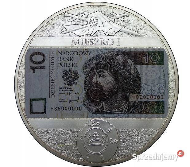 Olbrzym Gigant Moneta Medal Banknot Mieszko 10 śląskie Sosnowiec