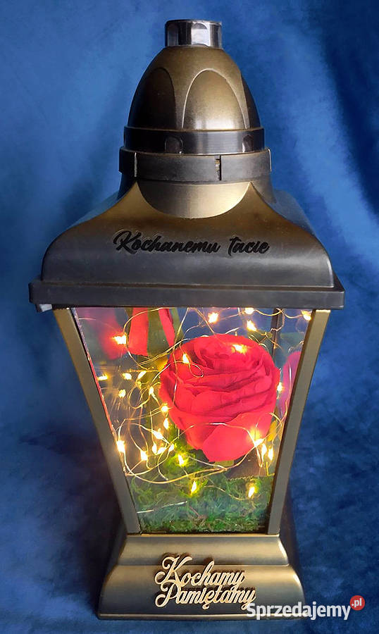 Znicz dla Kochanego Taty z różami i lampkami led