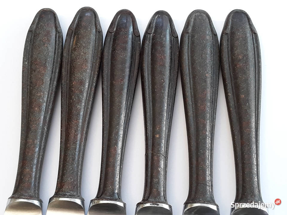 Noże obiadowe 2 BAKELIT Gerlach sztućce PRL śląskie Dąbrowa Górnicza