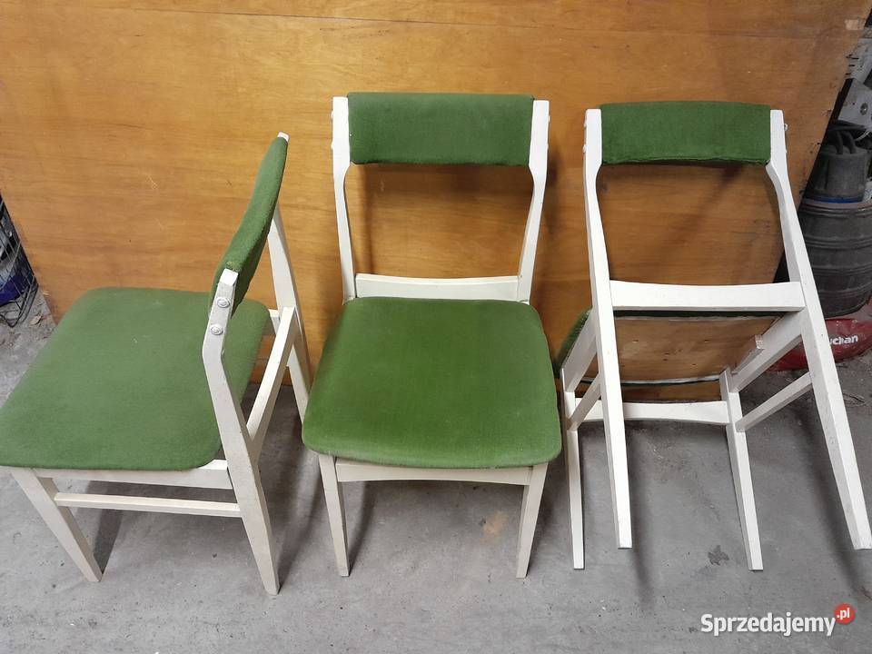 Stare krzesło plszyna krzesła PRL 3 sztuki retro śląskie Dąbrowa Górnicza