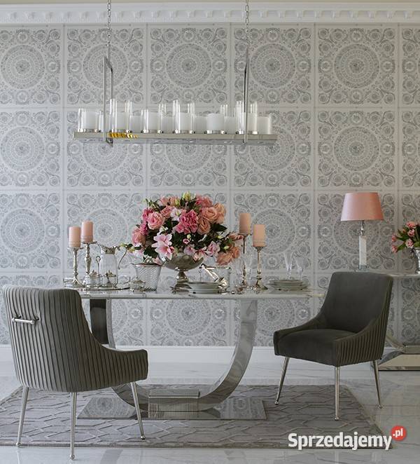 Stół glamour srebrny z marmurowym białym blatem mazowieckie Warszawa