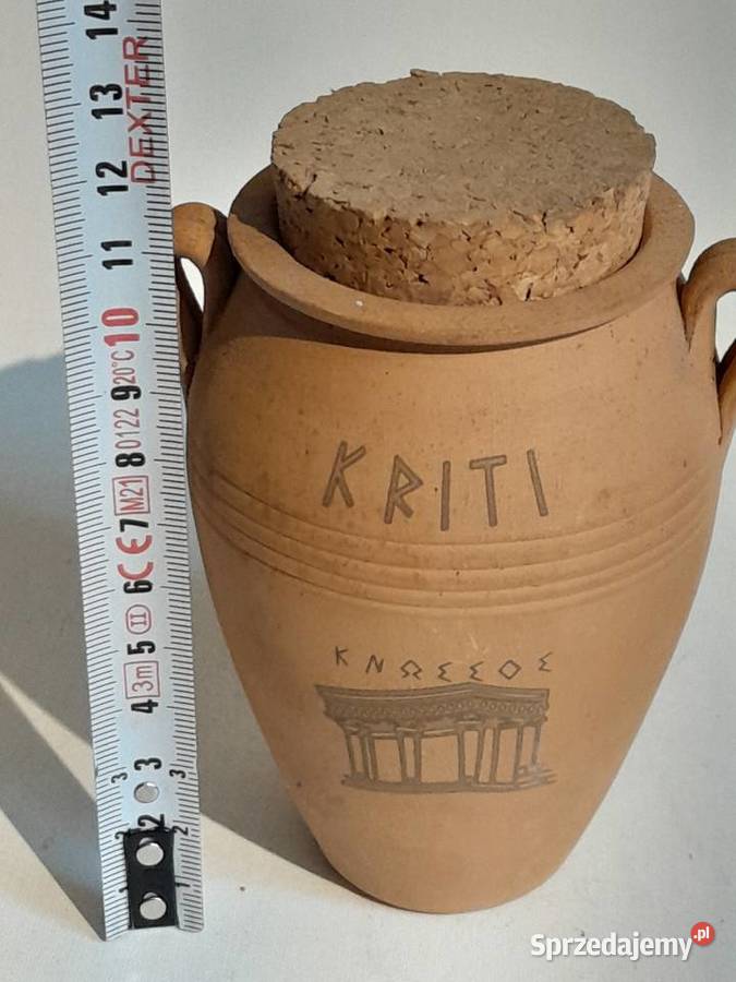 Gliniany wazon z korkiem amfora grecka pamiątka Dąbrowa Górnicza