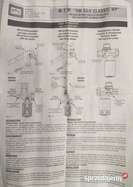 ELEKTROZAWÓR ZAWÓR CNG BRC 16PM00010016