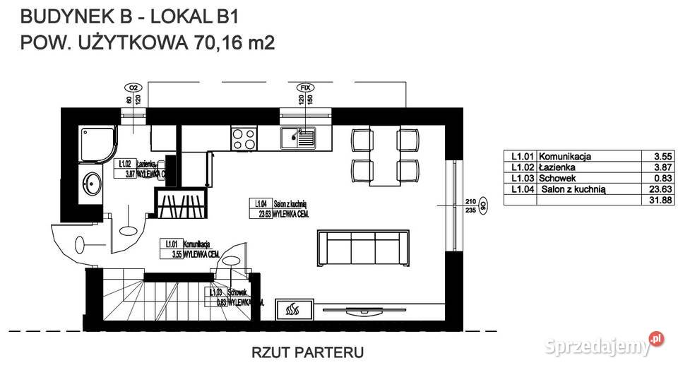 Nieduży narożny segment 70mkw poddasze 29mkw mazowieckie Wołomin