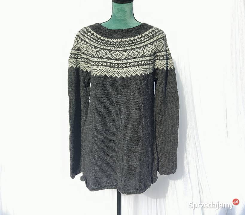 Duży sweter wełniany wełna szary ciemny Szczecin
