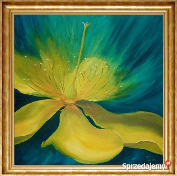 Obraz olejny Żółty kwiat Abstrakcja Dekoracje i ozdoby Lublin