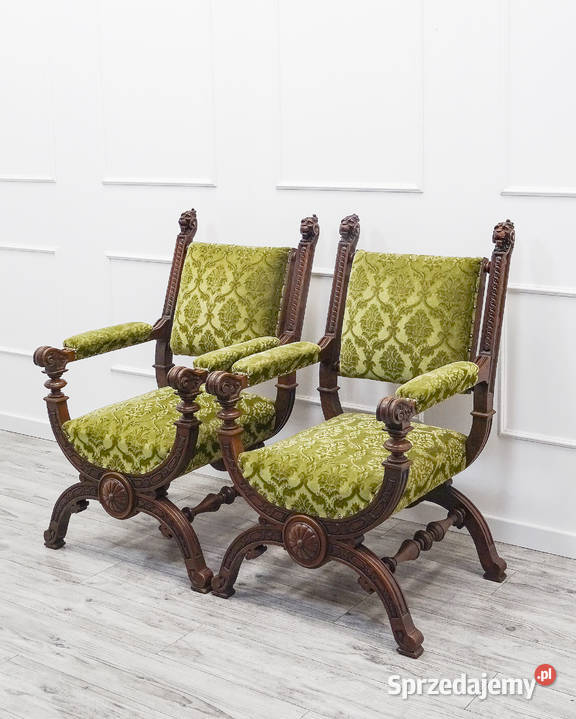 Zdobione Fotele tapicerowane Orzech FOTEL Kalisz sprzedam
