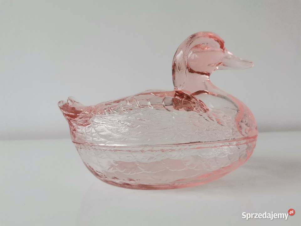 Stara różowa bomboniera figurka Kaczka HSG