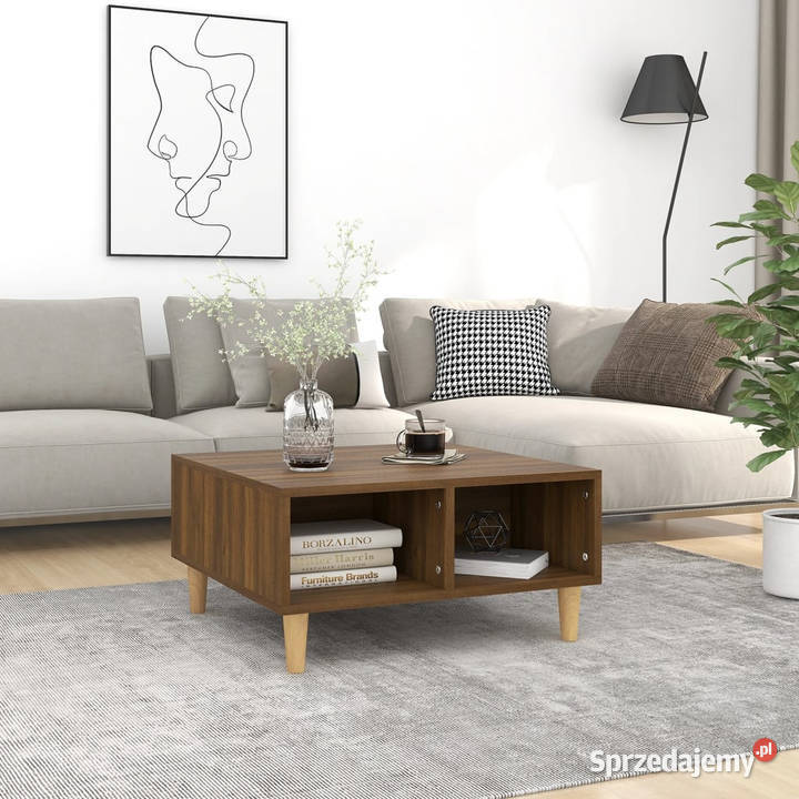 Stolik kawowy brązowy dąb 60x60x30 WM813166 Stoły Warszawa