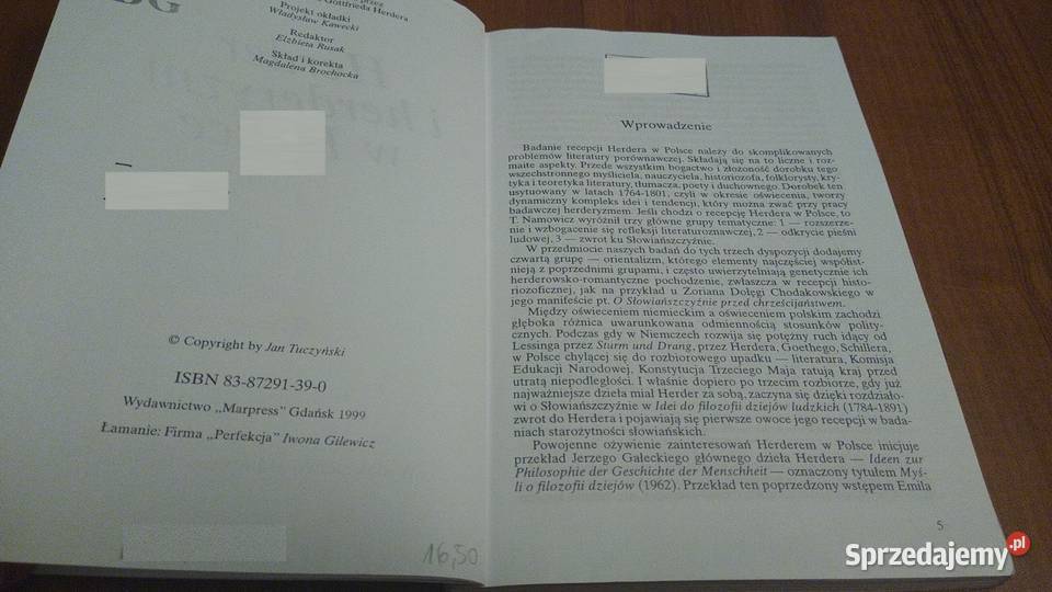 Herder i herderyzm w Polsce Jan Tuczyński pomorskie Gdańsk