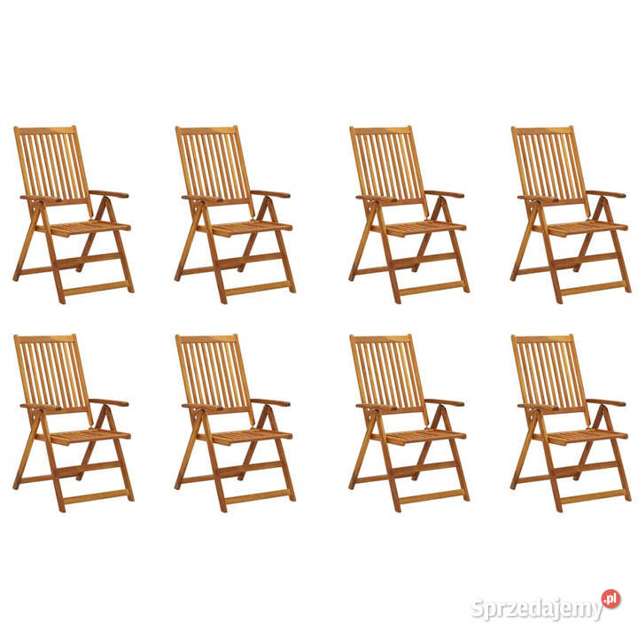 Składane krzesła ogrodowe z poduszkami 8 drewno sprzedam