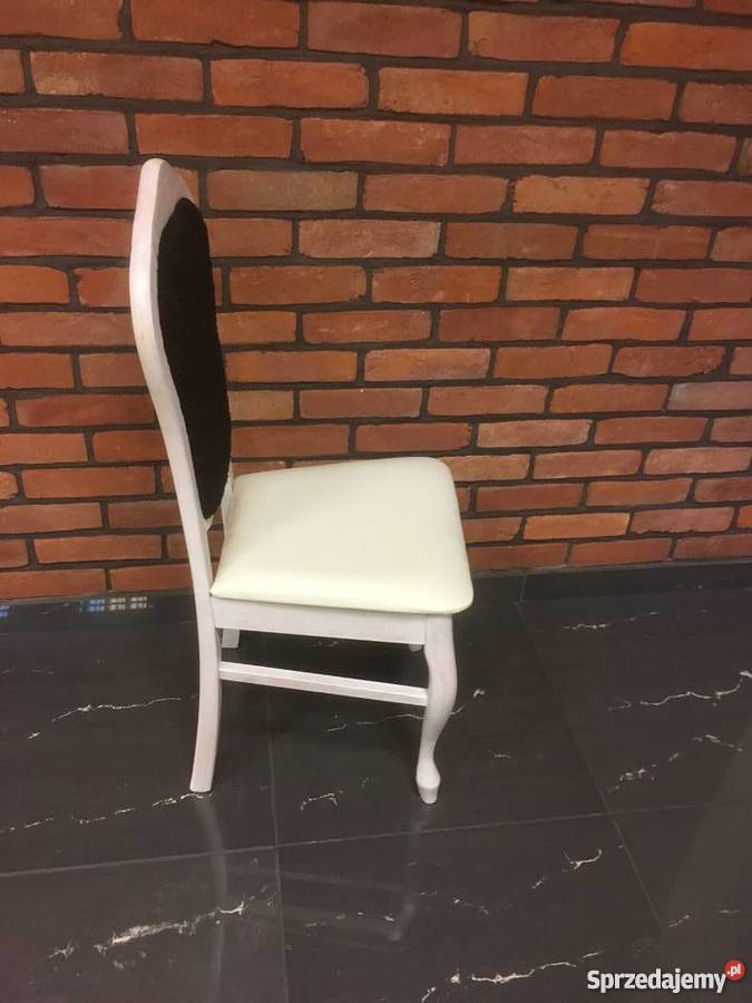 Bukowe krzesło bielone tapicerowane skórą wielkopolskie Września sprzedam