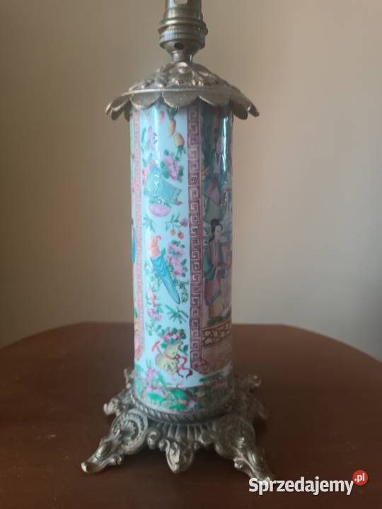 Lampa noga porcelana brąz Chiny Budzyń