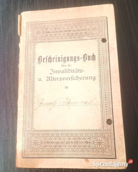 Książeczka ubezpieczeniowa Królewiec 1912r język Bronisze