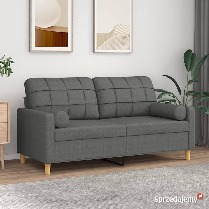 2osobowa sofa z poduszkami ciemnoszara 140 mazowieckie Warszawa