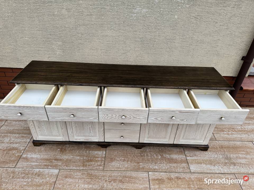 Komoda drewniana 2 m schaby chic szafka bufet Sulbiny