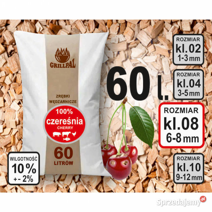 Zrębki wędzarnicze CZEREŚNIA KL-08/60L GRILLPAL