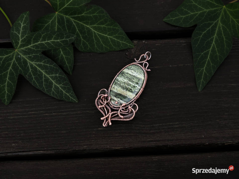 Unikatowy miedziany wisior serpentynit małopolskie Wieliczka