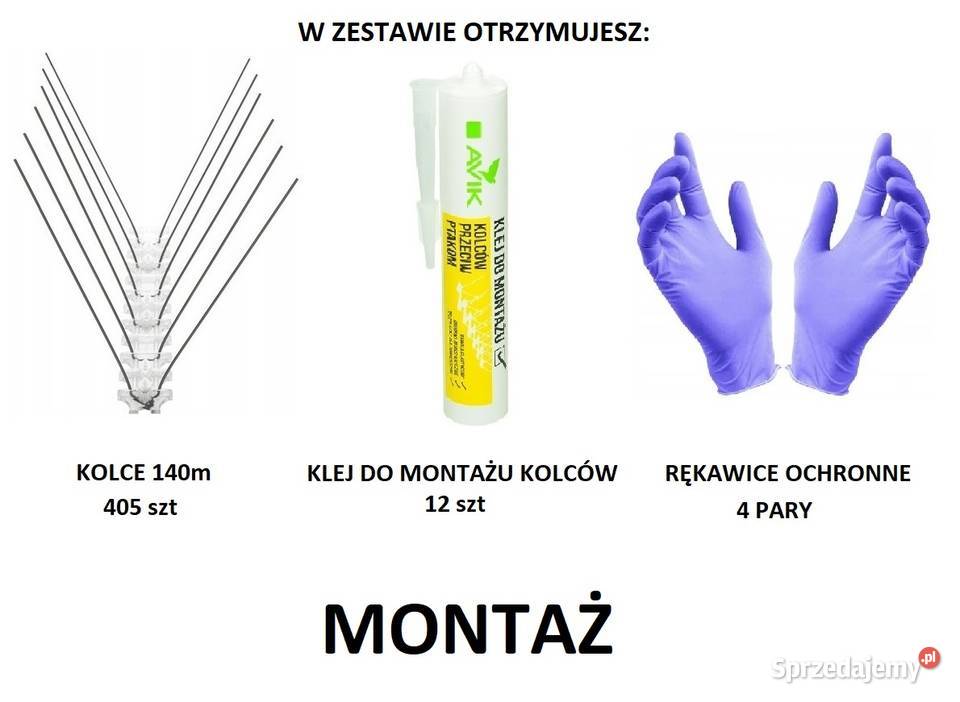 140m kolców na GOŁĘBIE gotowy ZESTAW z montażem Ptaki