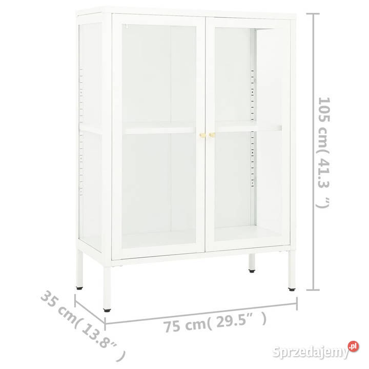 Szafka boczna biała 75x35x105 stal i szkło Warszawa