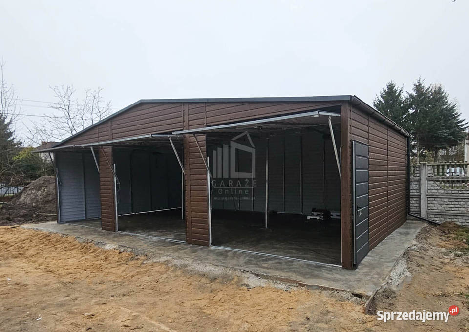 Garaż blaszany 105x6m 3x Brama uchylna drzwi Łęczyca