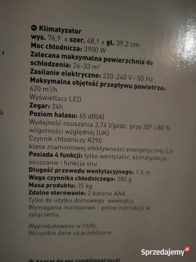 Klimatyzator przenośny kujawsko-pomorskie Dolne Wymiary