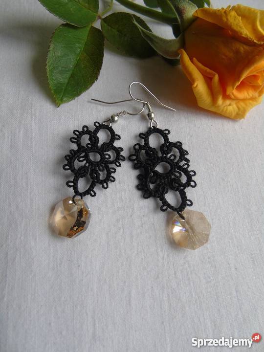 Kolczyki Frywolitkowe Wiśniowa