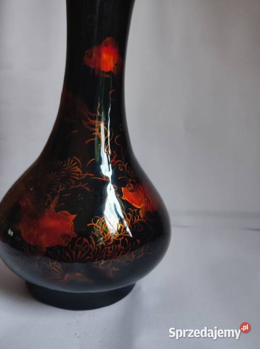 złote rybki wazon flakon z laki retro vintage Kielce