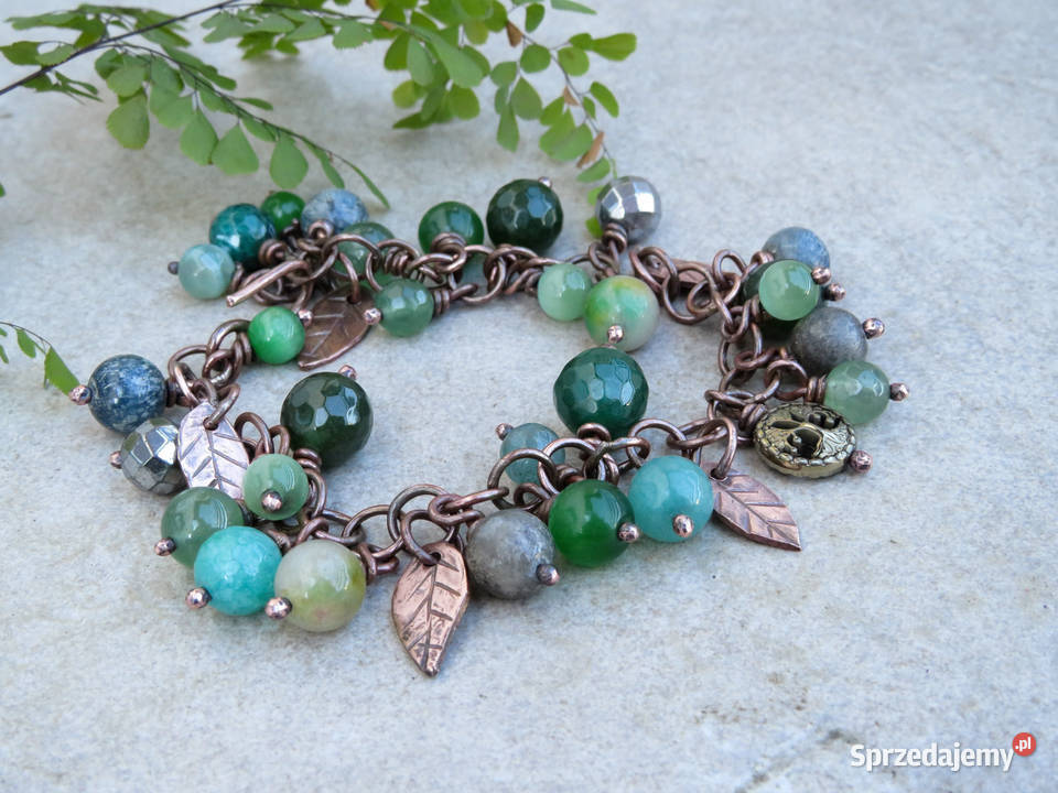 Miedziana bransoletka mix kamieni