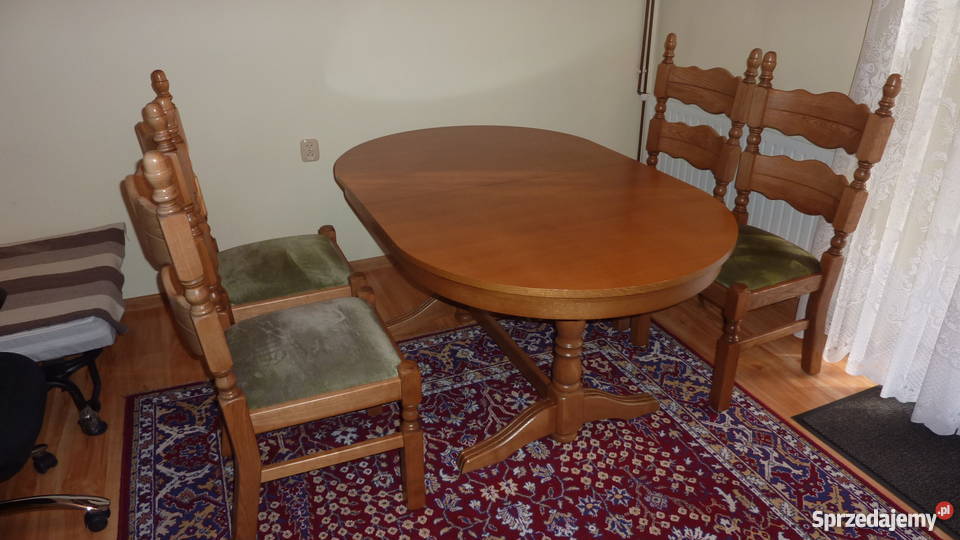 Stół rozkładany 100x160x200 4 krzesła z litego 100cm Łódź sprzedam