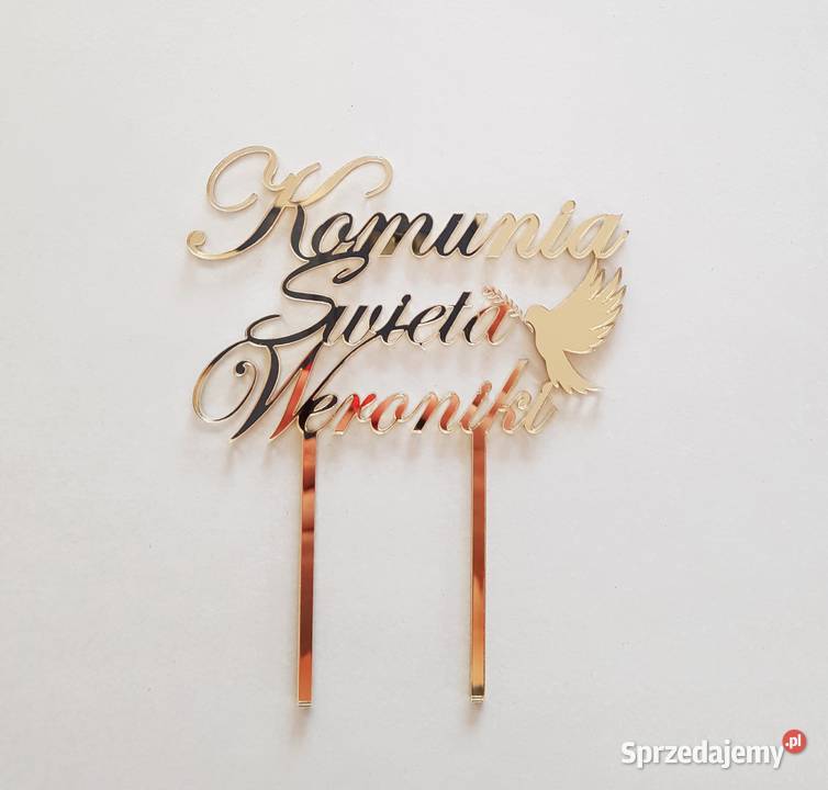 Topper komunia złoty imię dziecka śląskie Częstochowa